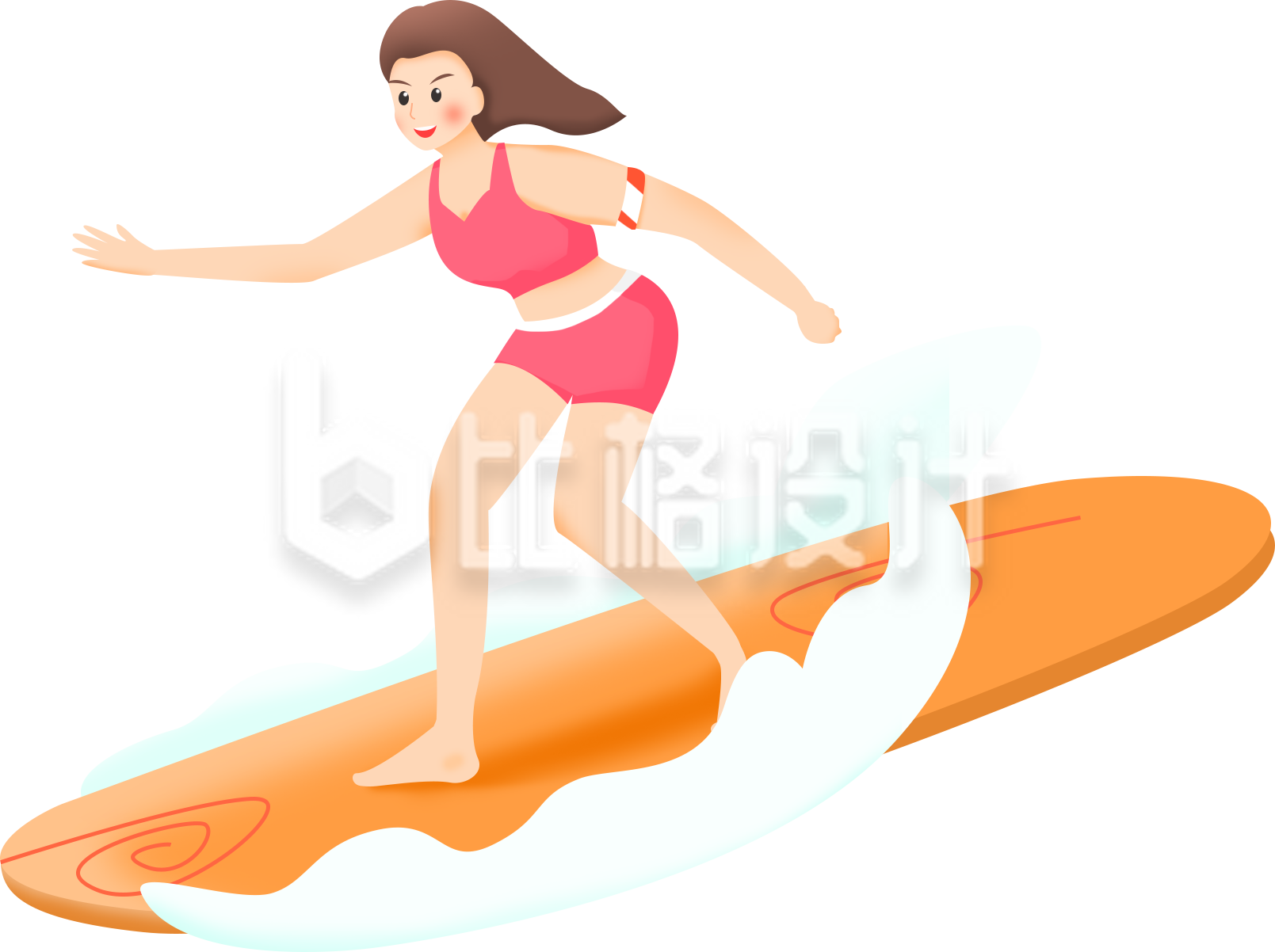 冲浪手绘美少女