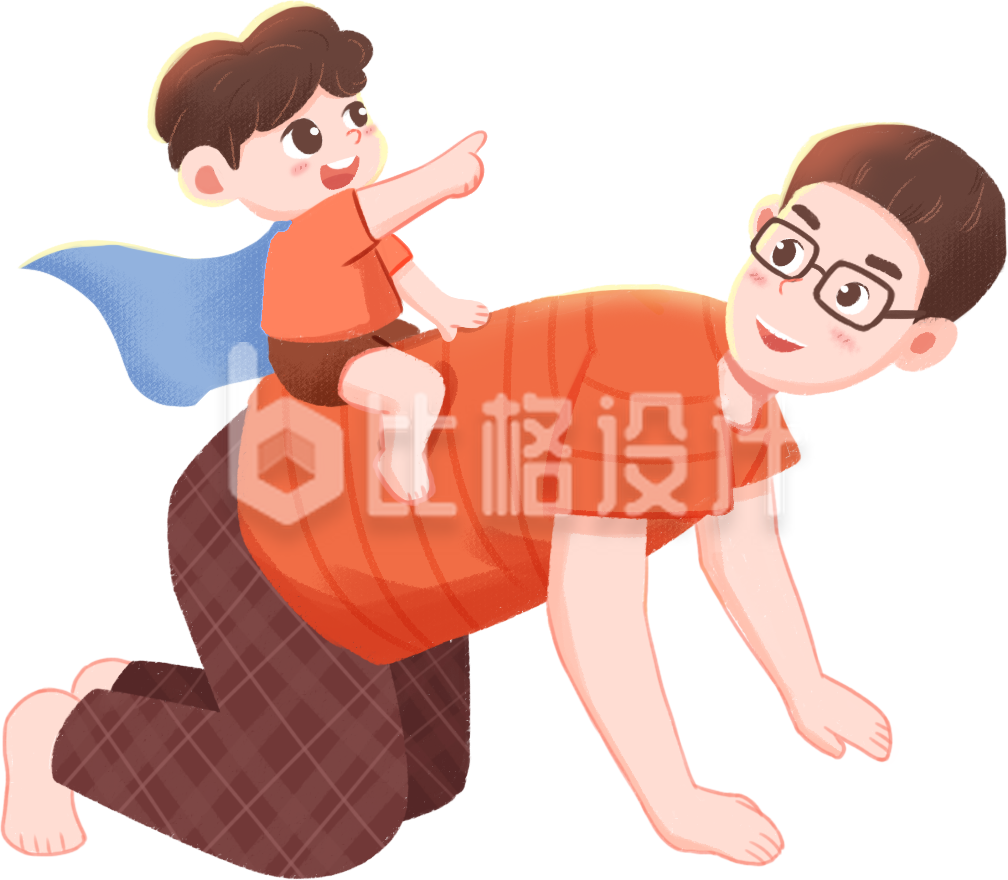 老爸和儿子手绘