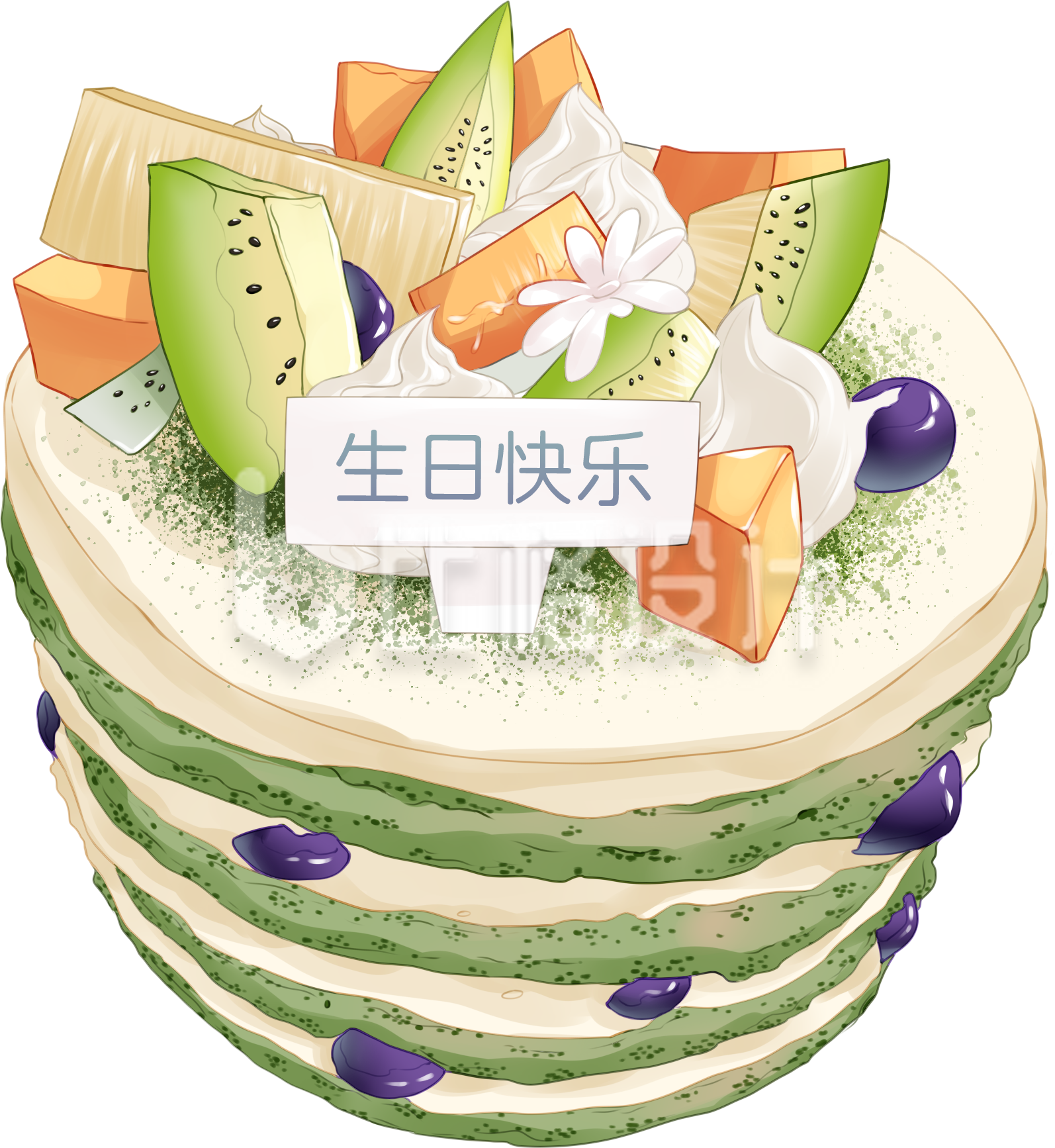 蛋糕美食手绘插画