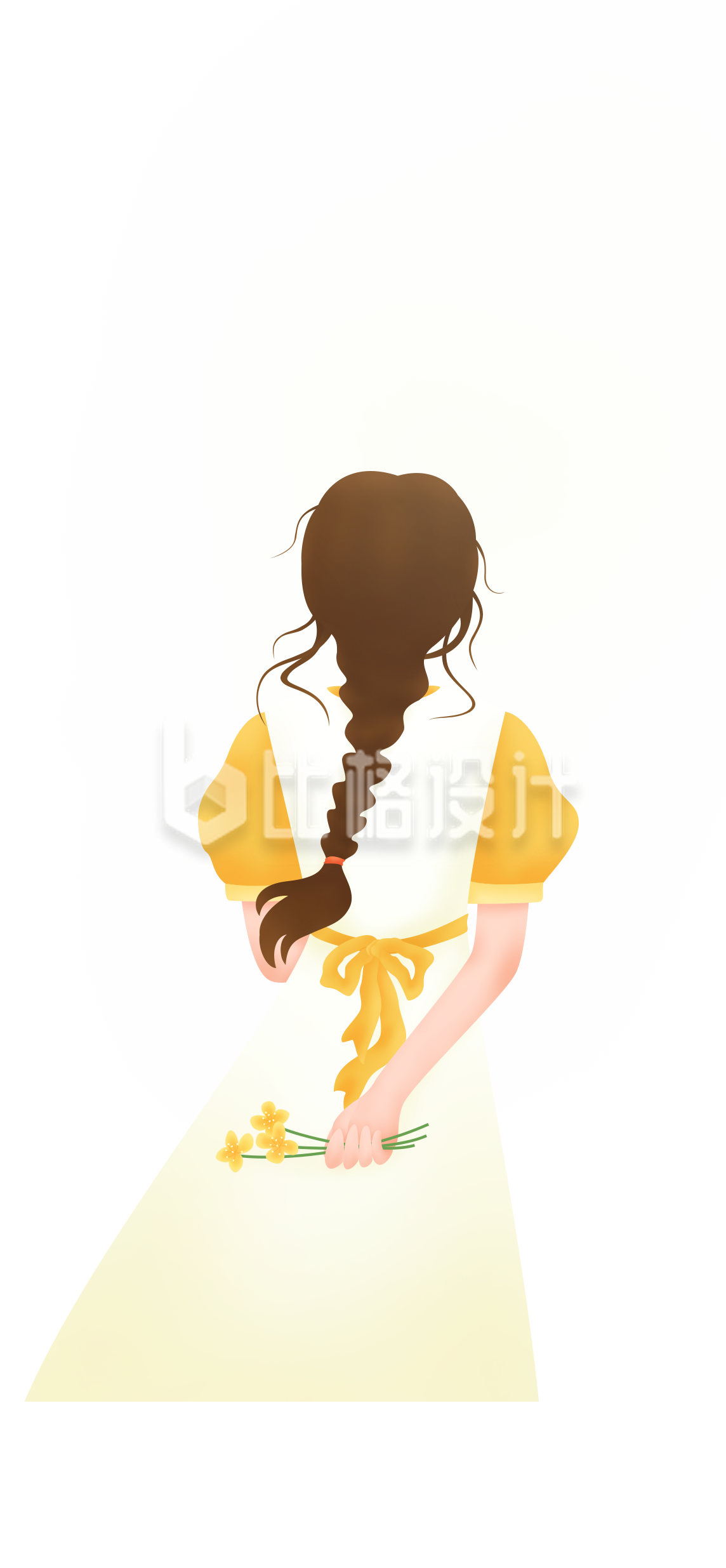 女孩春游踏青背影