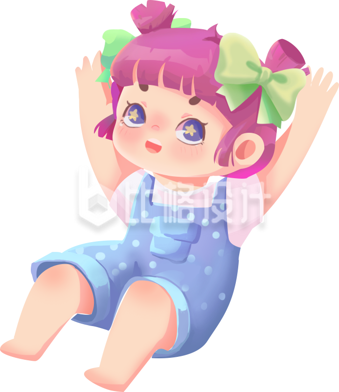 可爱小小女孩手绘