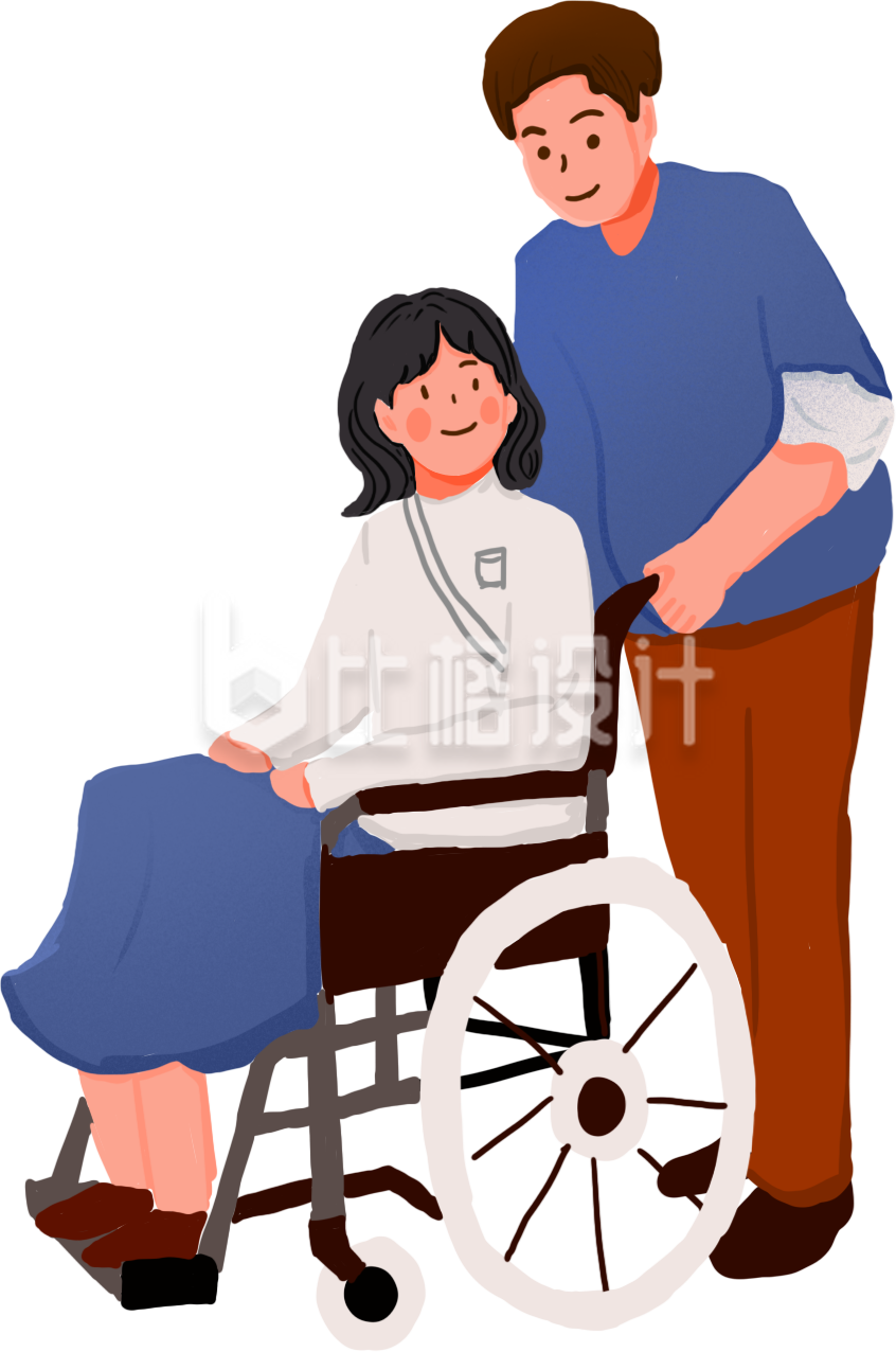 推残疾人轮椅手绘小男孩