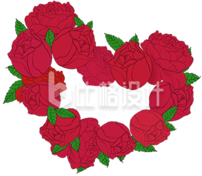 玫瑰花爱心手绘