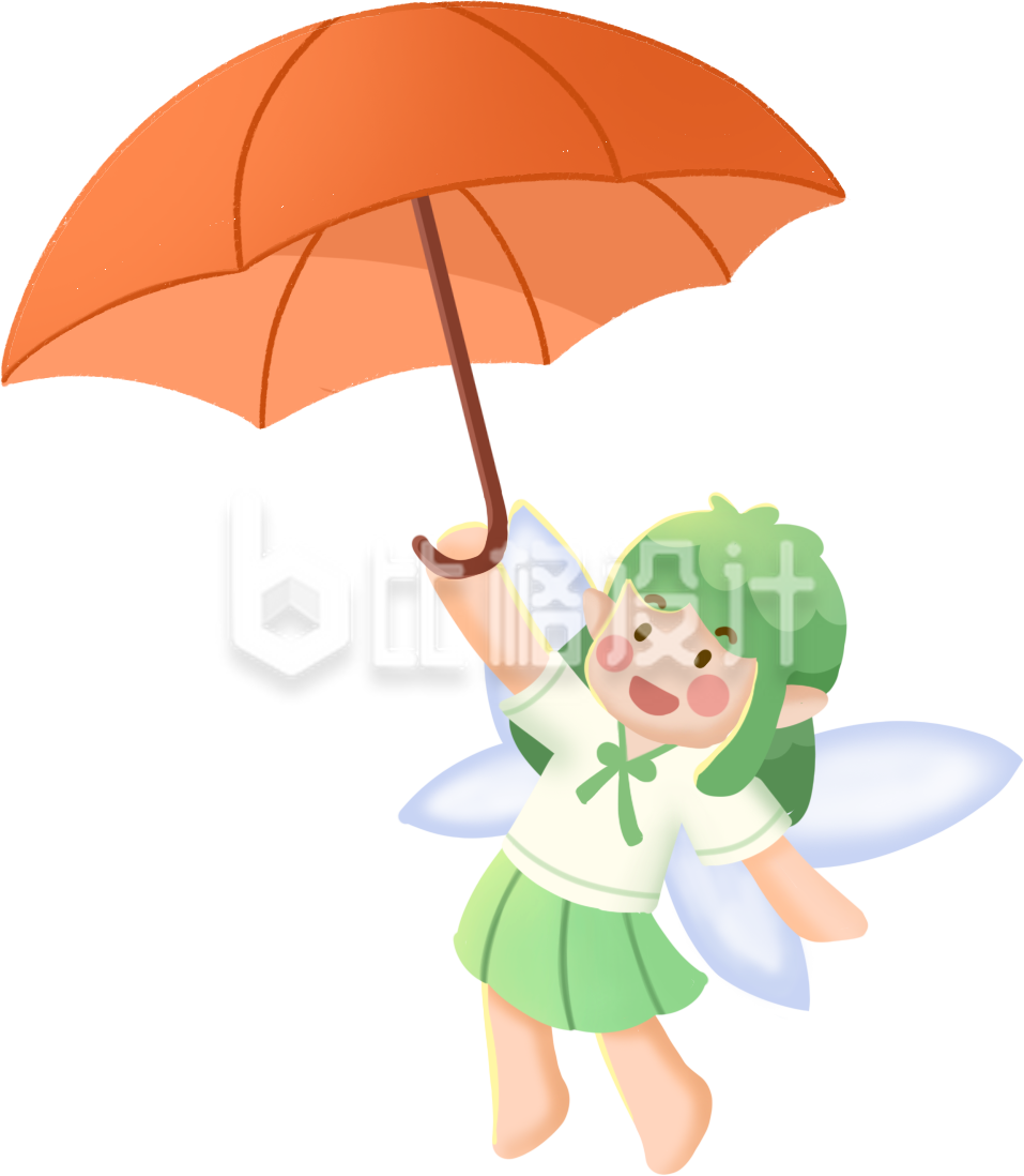 可爱小女孩带来雨伞手绘