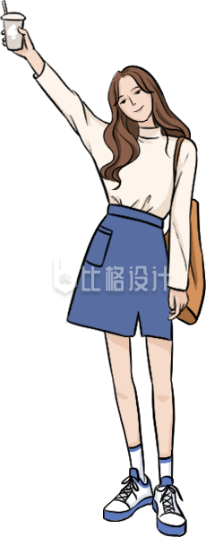 手拿饮品的时尚女孩形象宣传图
