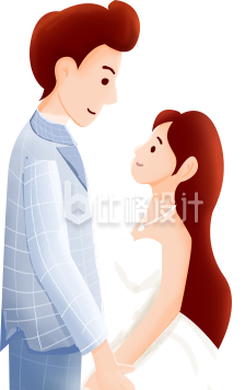 爱情情侣手绘插画
