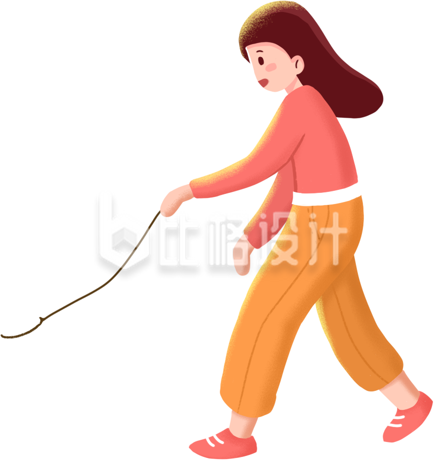 可爱小女孩手绘插画