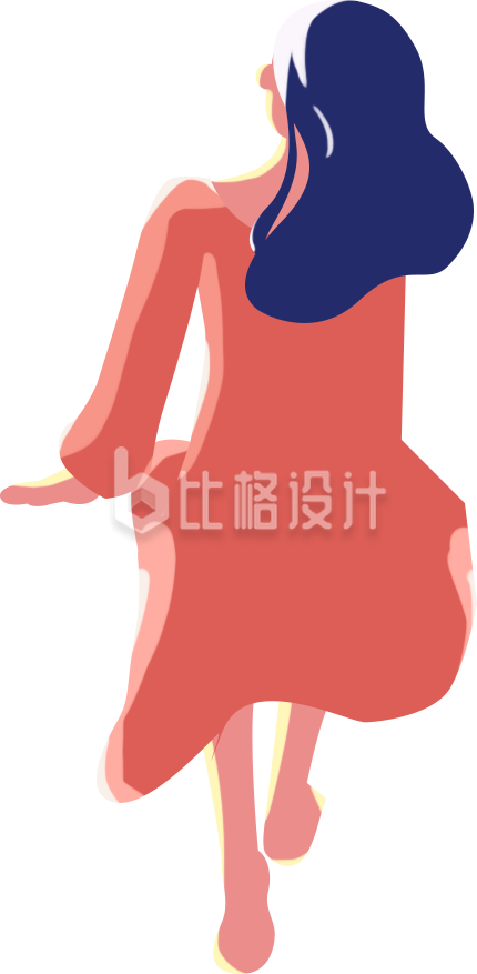 美女背影手绘