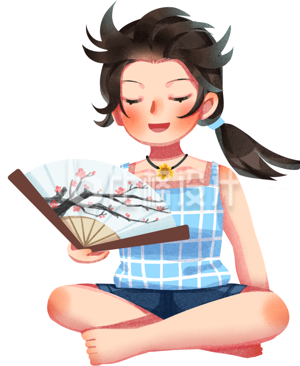 可爱趣味小女孩手绘插画