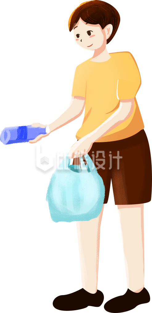 小男孩捡垃圾手绘