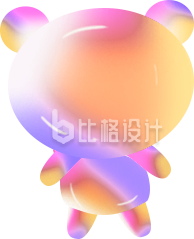 熊玩具渐变手绘插画