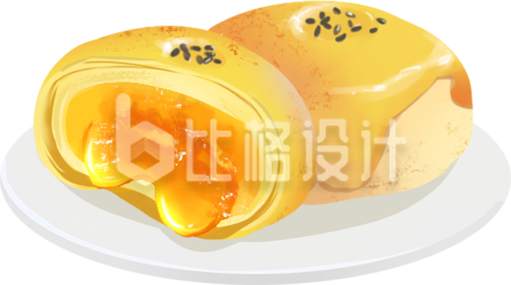 蛋黄酥手绘美食插画