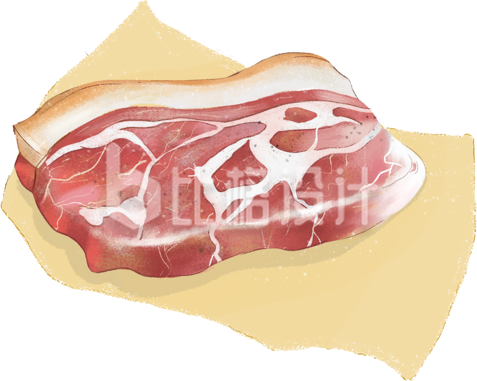 五花肉食物手绘插画