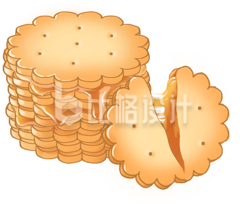 夹心饼干手绘美食插画