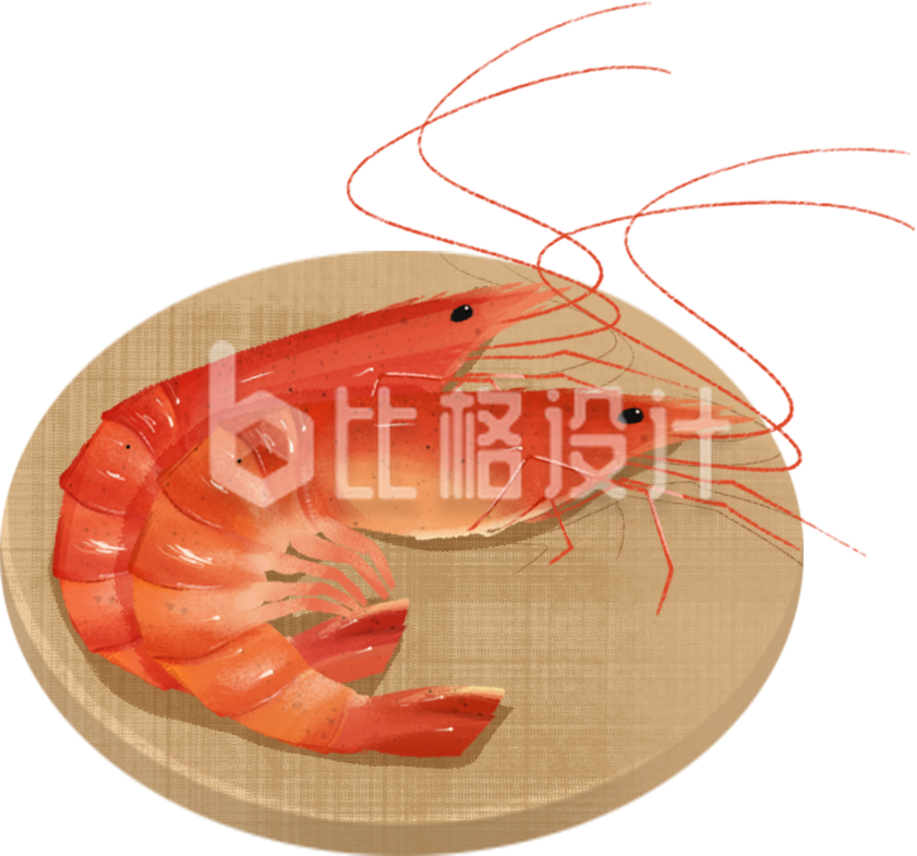 基围虾美食手绘