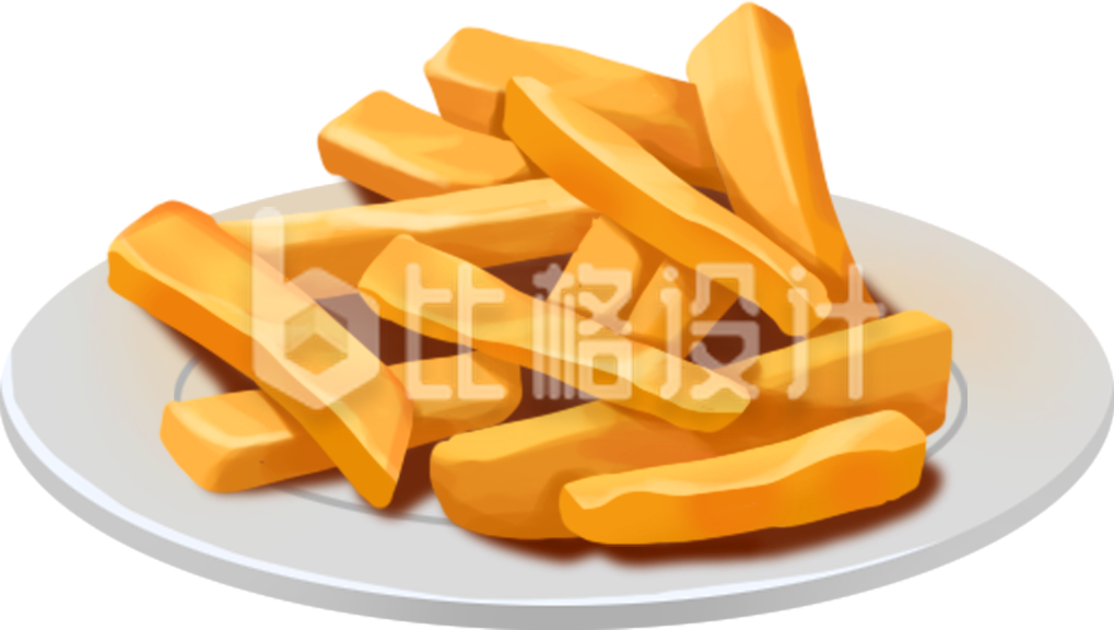 薯条油炸手绘美食