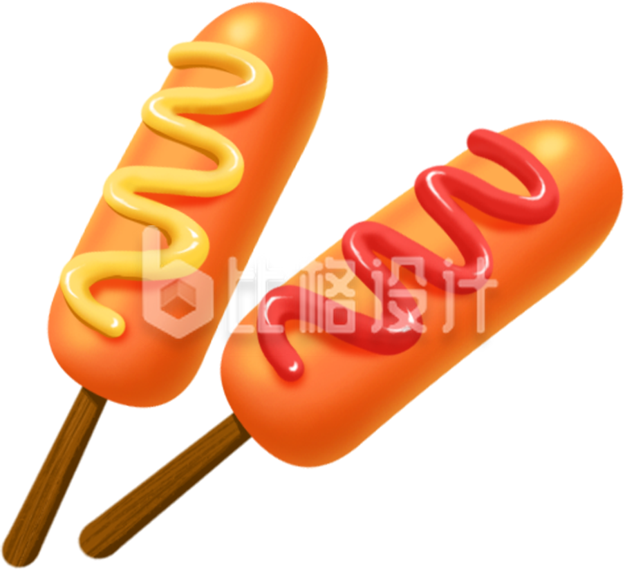 热狗棒美食插画