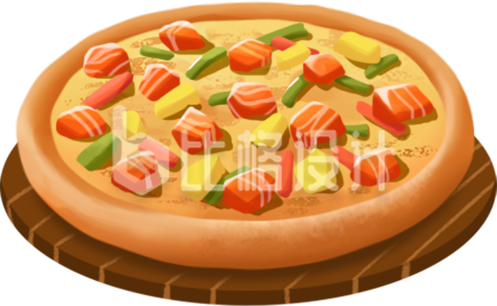 披萨手绘美食插画