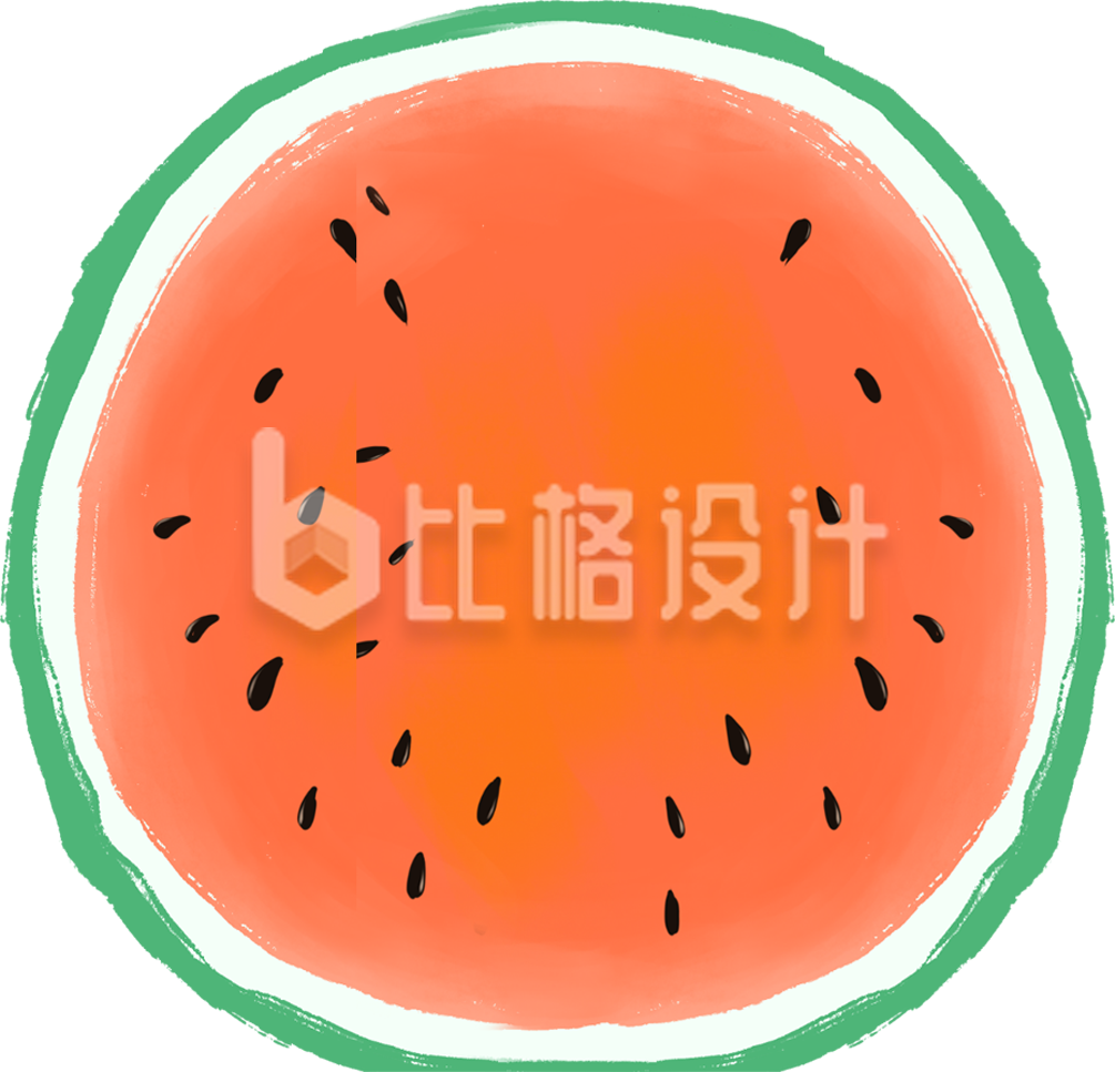 水果西瓜手绘红色
