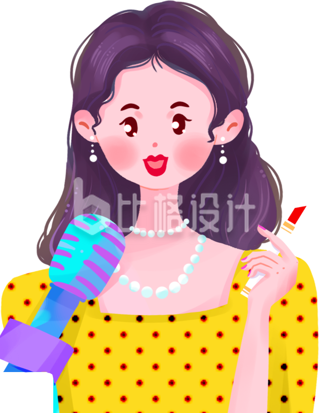 美少女小姐姐唱歌手绘插画