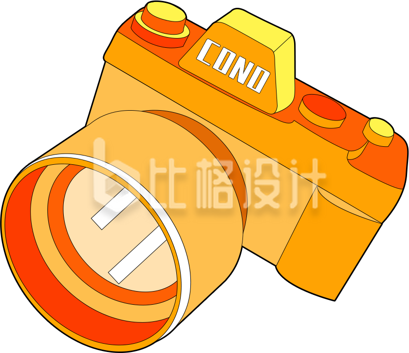 摄影机拍照手绘插画