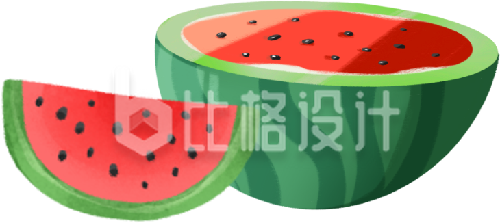 西瓜植物手绘插画