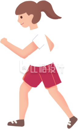 跑步小女孩手绘插画