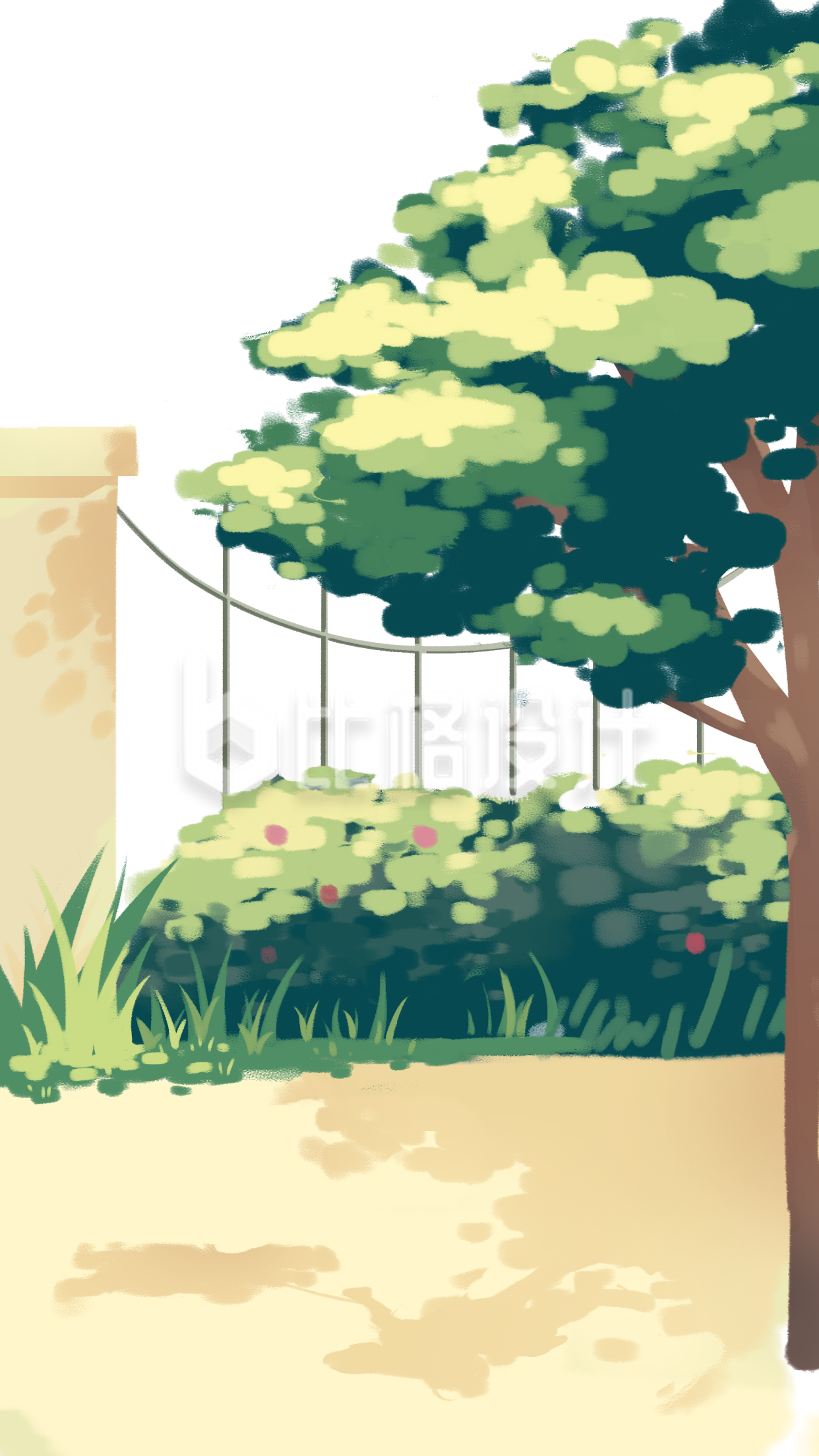 植物风景大树手绘插画