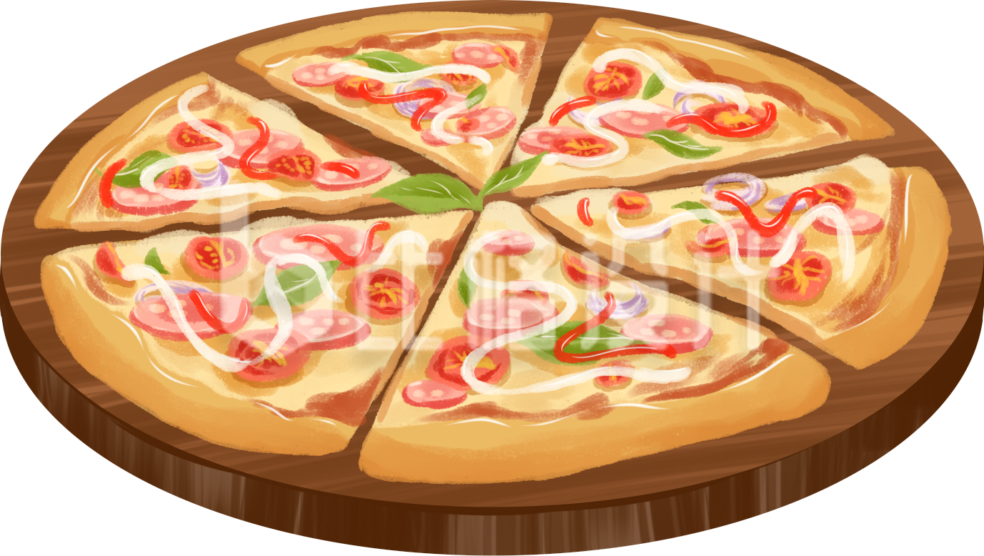 披萨美食手绘插画