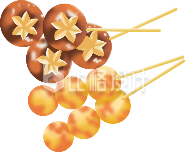 烤串香菇土豆美食插画手绘