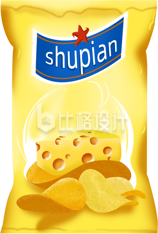 薯片美食膨化食品插画