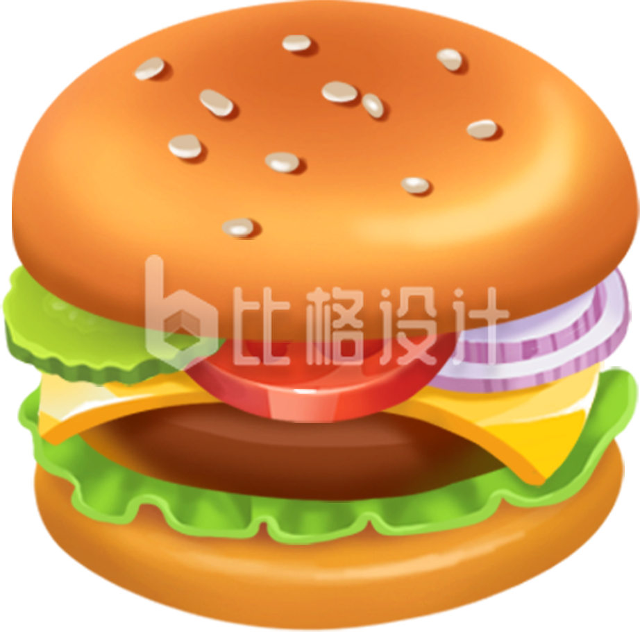 汉堡包手绘插画