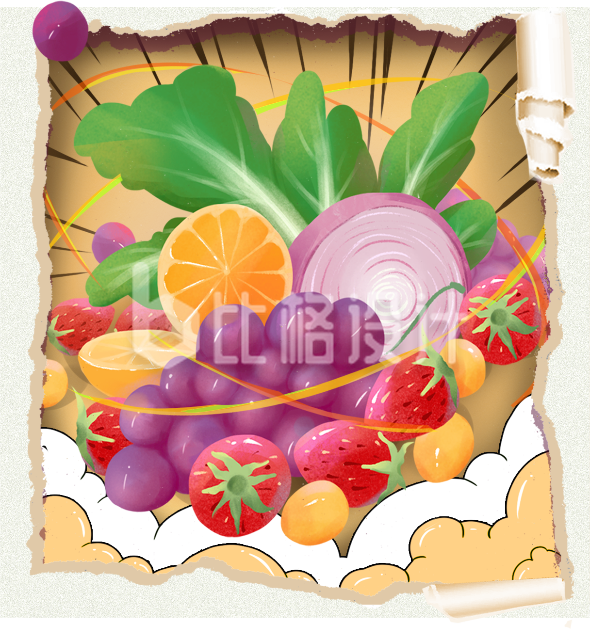 水果蔬菜植物手绘插画