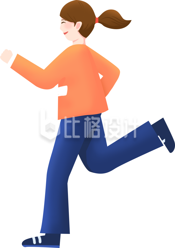 跑步小女孩手绘