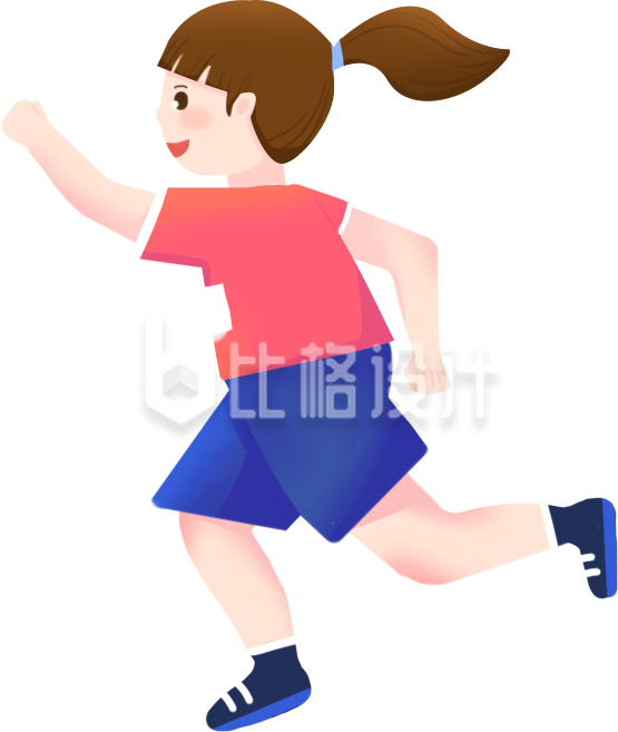 跑步小女孩手绘