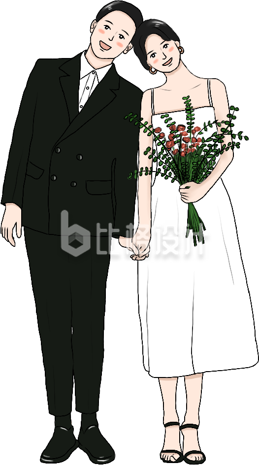 结婚新人爱情手绘