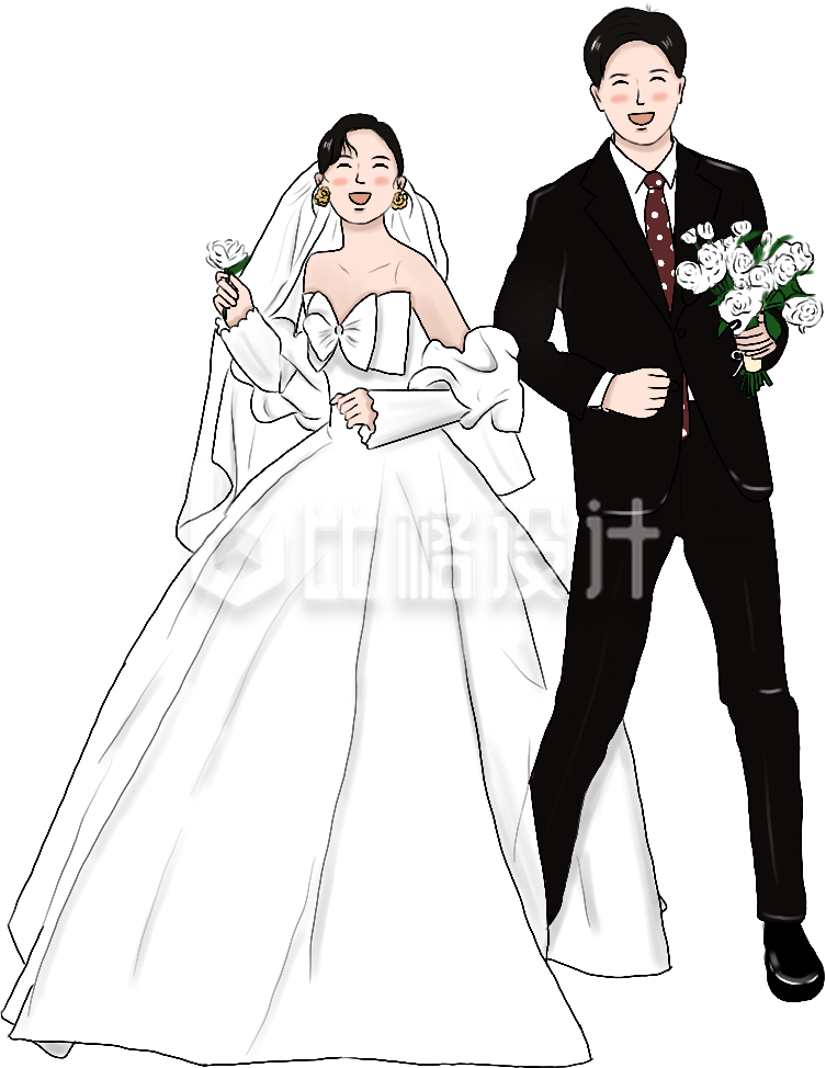 结婚新人爱情手绘