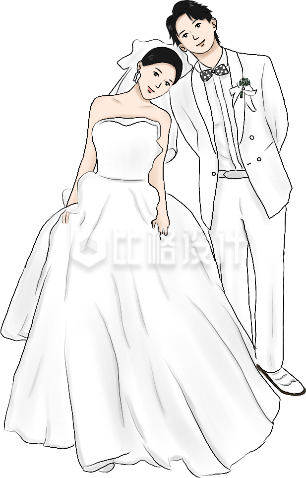 结婚新人爱情手绘