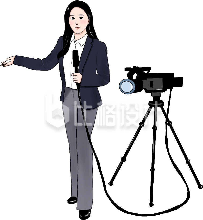 可爱摄影美少女手绘插画