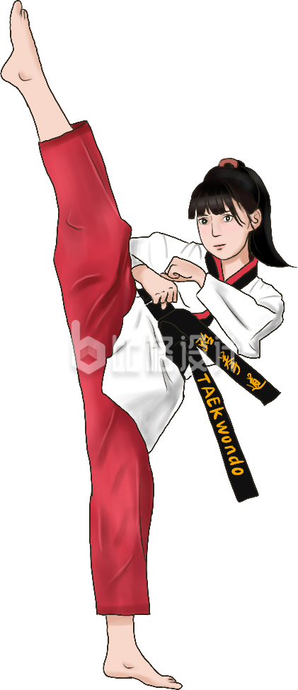 运动跆拳道手绘插画