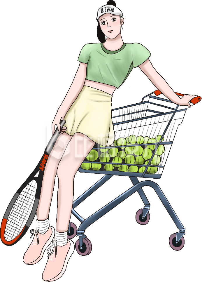 美少女运动手绘插画