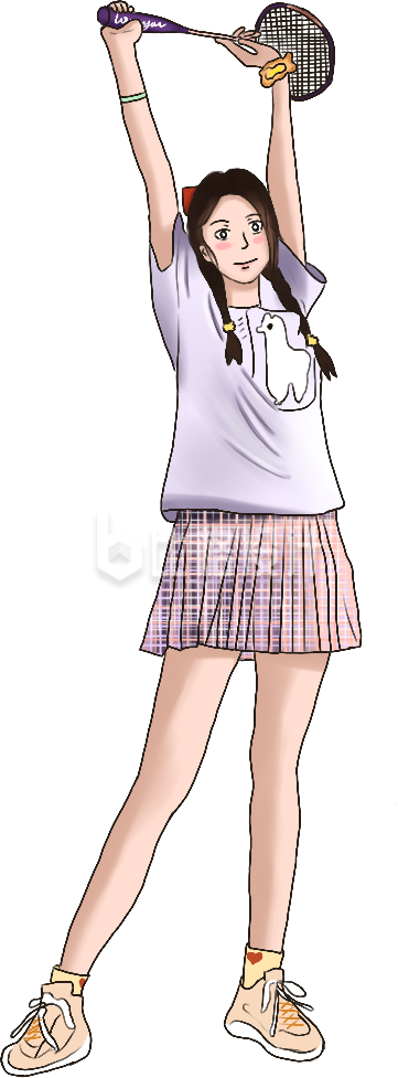 运动可爱美少女手绘