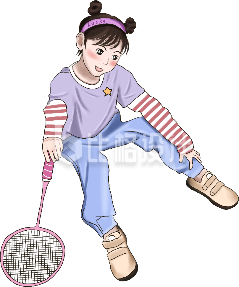 体育运动美少女可爱手绘