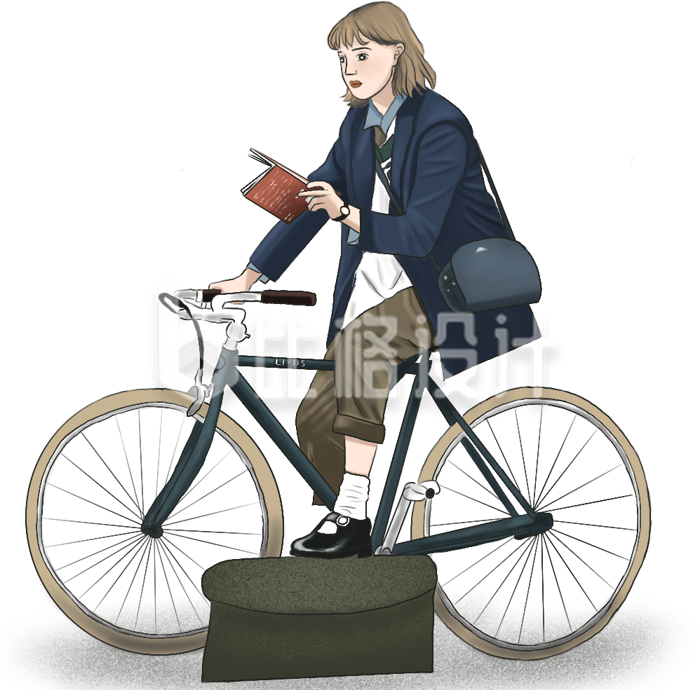 学习看书美少女手绘插画
