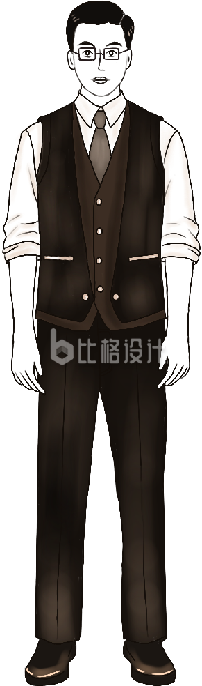 男生穿搭手绘插画