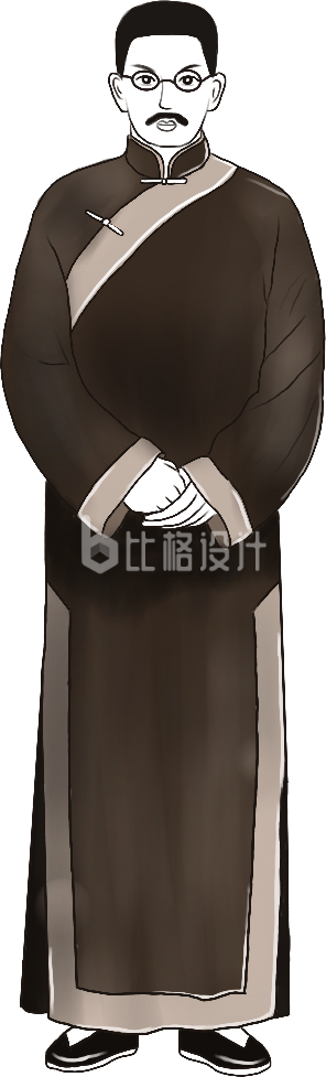 复古人物穿搭手绘插画趣味