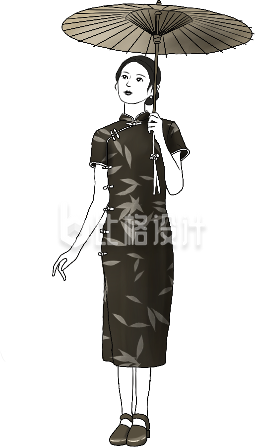 美少女旗袍复古人物穿搭手绘插画 美少女旗袍复古人物穿搭手绘插画