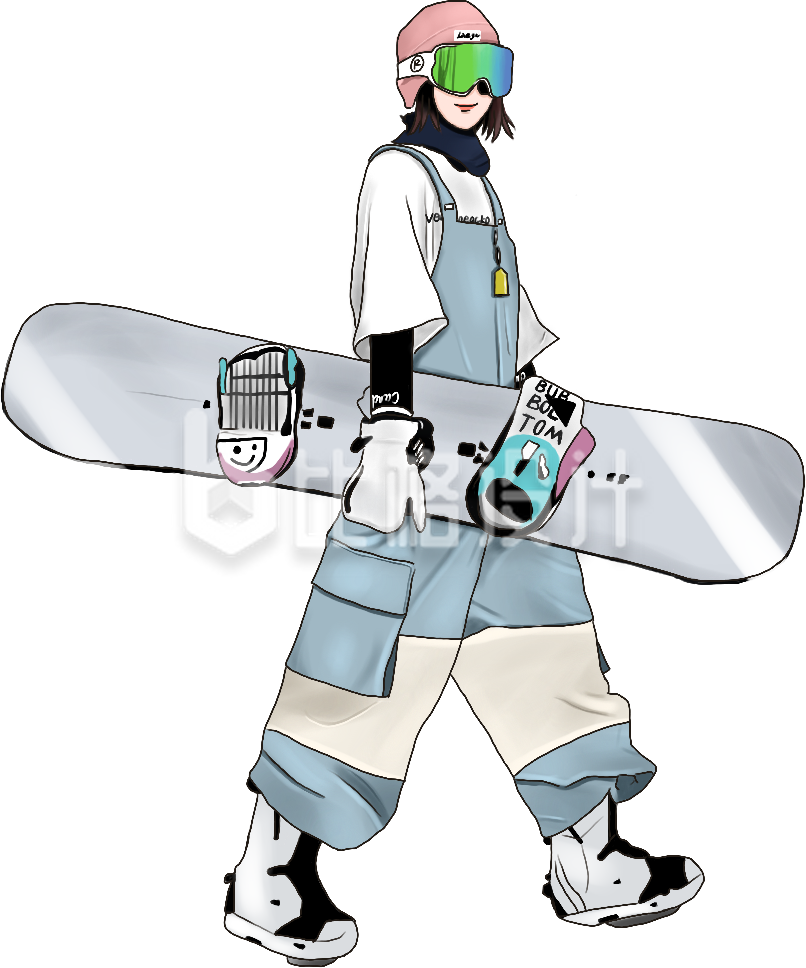 滑板美少女手绘插画