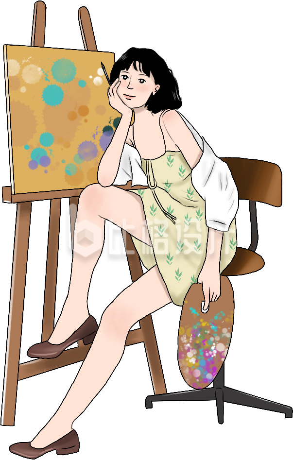 美少女绘画手绘插画