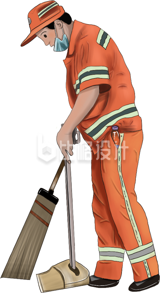 环卫工人手绘插画